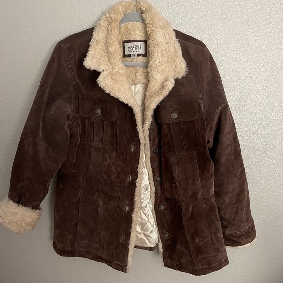 Wilsons Leather - Vintage Brown Sherpa Leather Jacket - Picture 1 of 4